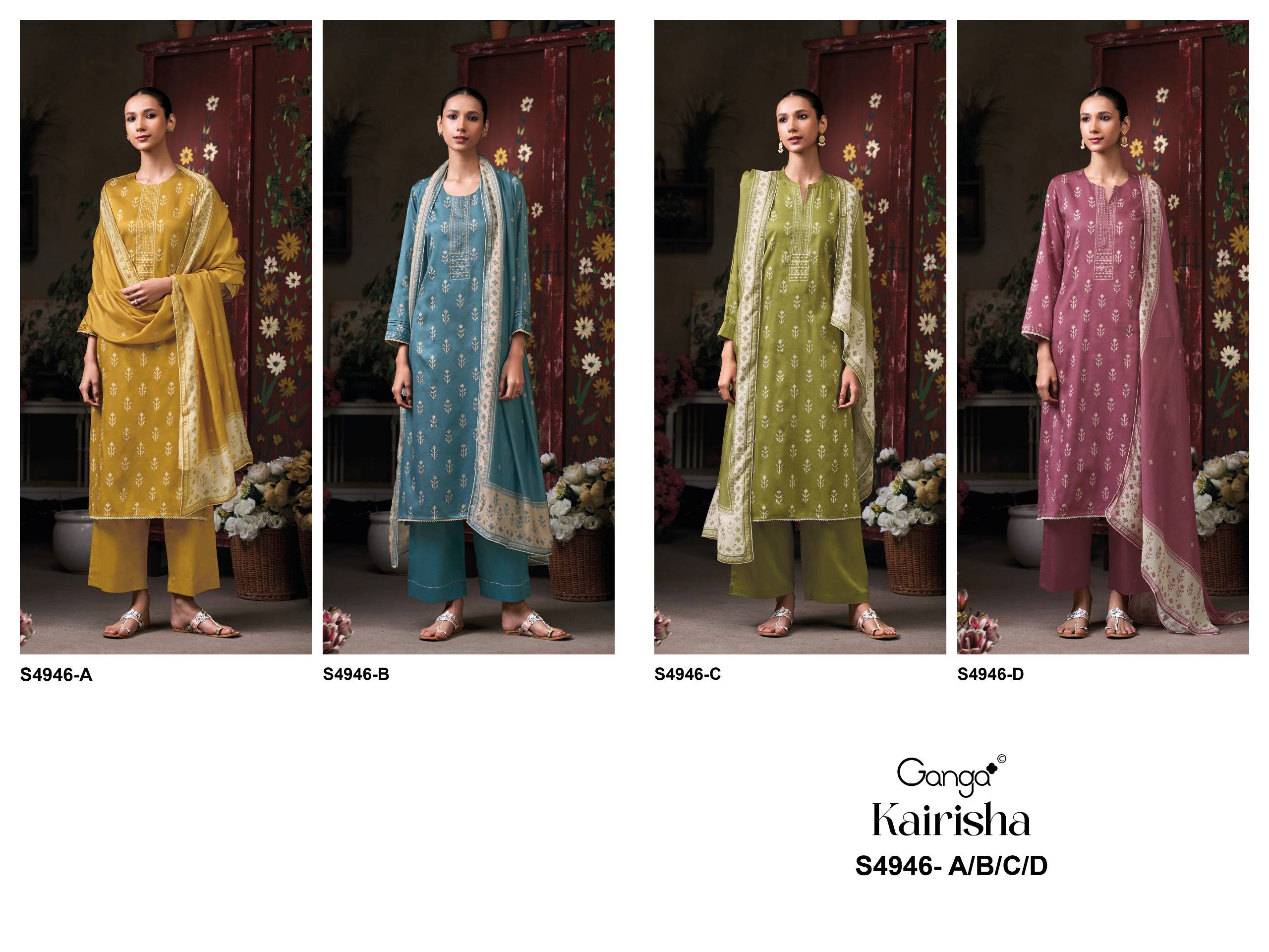 KAIRISHA 4946 SERIES By GANGAFASHION Stylish Beautiful Colourful COTTON SATIN Dresses At Wholesale Price